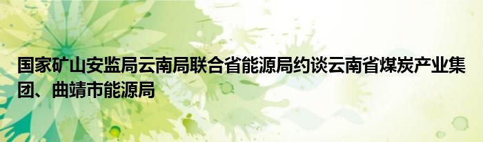 国家矿山安监局云南局联合省能源局约谈云南省煤炭产业集团、曲靖市能源局