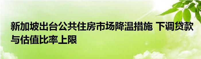 新加坡出台公共住房市场降温措施 下调贷款与估值比率上限