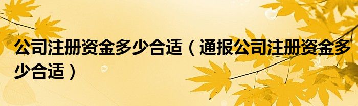 公司注册资金多少合适（通报公司注册资金多少合适）