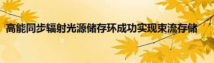 高能同步辐射光源储存环成功实现束流存储