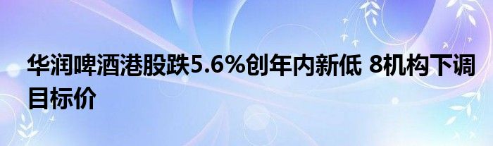 华润啤酒港股跌5.6%创年内新低 8机构下调目标价