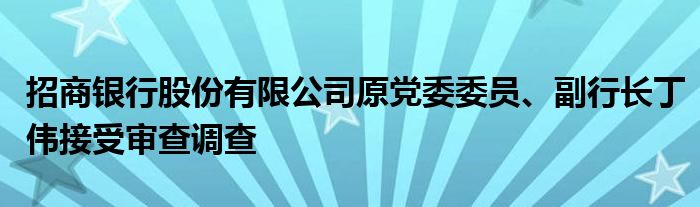 招商银行股份有限公司原党委委员、副行长丁伟接受审查调查