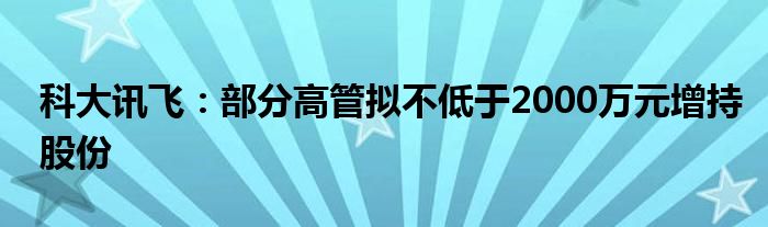 科大讯飞：部分高管拟不低于2000万元增持股份