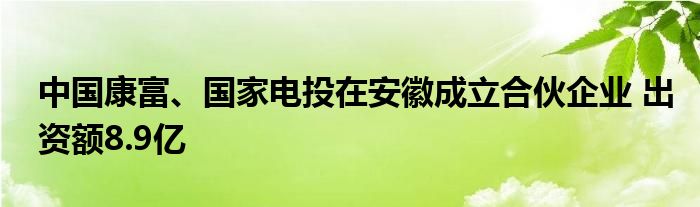 中国康富、国家电投在安徽成立合伙企业 出资额8.9亿