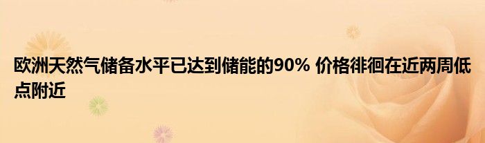 欧洲天然气储备水平已达到储能的90% 价格徘徊在近两周低点附近