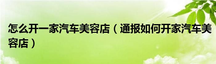 怎么开一家汽车美容店（通报如何开家汽车美容店）