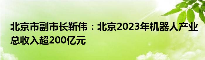 北京市副市长靳伟：北京2023年机器人产业总收入超200亿元