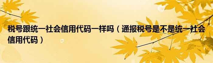 税号跟统一社会信用代码一样吗（通报税号是不是统一社会信用代码）