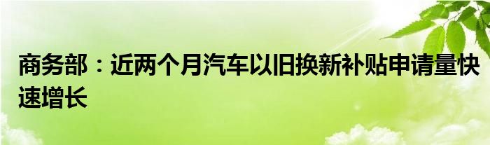 商务部：近两个月汽车以旧换新补贴申请量快速增长