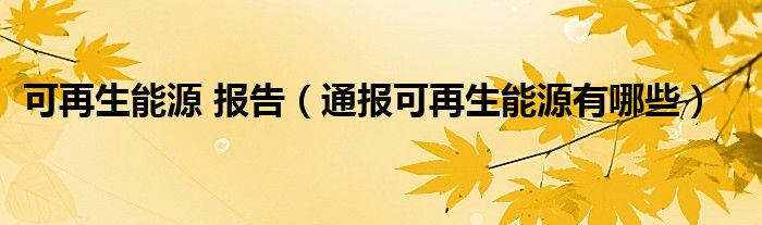 可再生能源 报告（通报可再生能源有哪些）