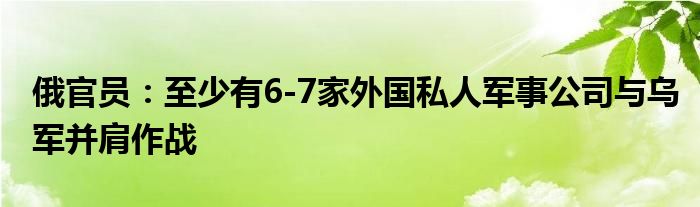 俄官员：至少有6-7家外国私人军事公司与乌军并肩作战