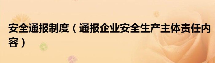 安全通报制度（通报企业安全生产主体责任内容）