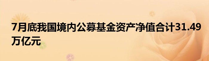 7月底我国境内公募基金资产净值合计31.49万亿元