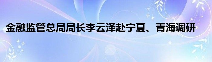 
监管总局局长李云泽赴宁夏、青海调研