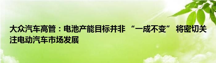 大众汽车高管：电池产能目标并非 “一成不变” 将密切关注电动汽车市场发展