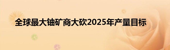 全球最大铀矿商大砍2025年产量目标