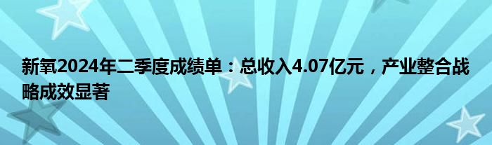 新氧2024年二季度成绩单：总收入4.07亿元，产业整合战略成效显著