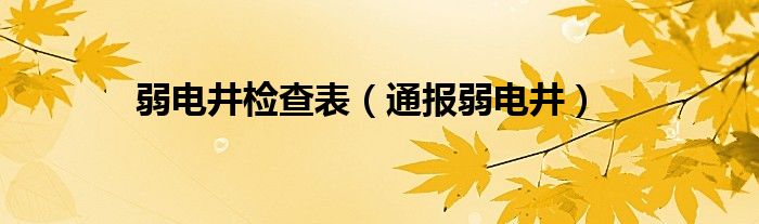 弱电井检查表（通报弱电井）