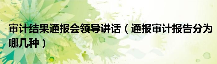 审计结果通报会领导讲话（通报审计报告分为哪几种）