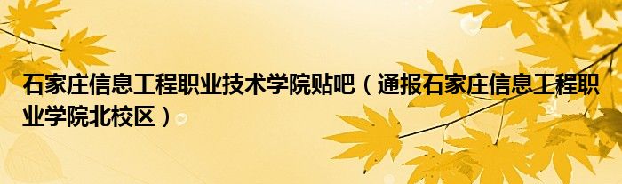 石家庄信息工程职业技术学院贴吧（通报石家庄信息工程职业学院北校区）