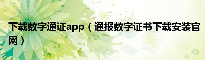 下载数字通证app（通报数字证书下载安装官网）