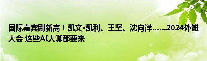 国际嘉宾刷新高！凯文·凯利、王坚、沈向洋……2024外滩大会 这些AI大咖都要来