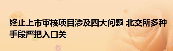 终止上市审核项目涉及四大问题 北交所多种手段严把入口关