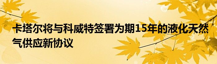 卡塔尔将与科威特签署为期15年的液化天然气供应新协议