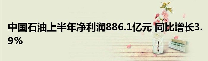 中国石油上半年净利润886.1亿元 同比增长3.9%