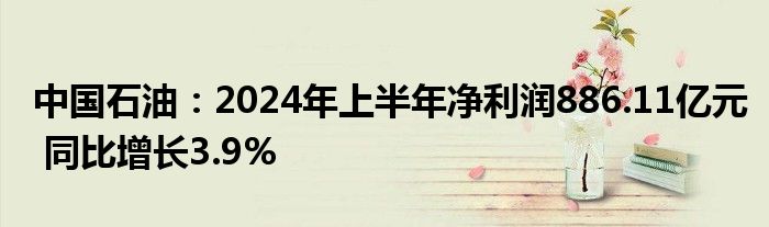 中国石油：2024年上半年净利润886.11亿元 同比增长3.9%