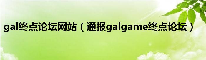 gal终点论坛网站（通报galgame终点论坛）