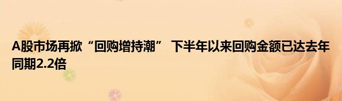 A股市场再掀“回购增持潮” 下半年以来回购金额已达去年同期2.2倍