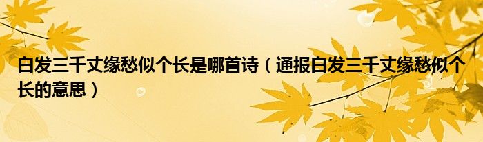 白发三千丈缘愁似个长是哪首诗（通报白发三千丈缘愁似个长的意思）