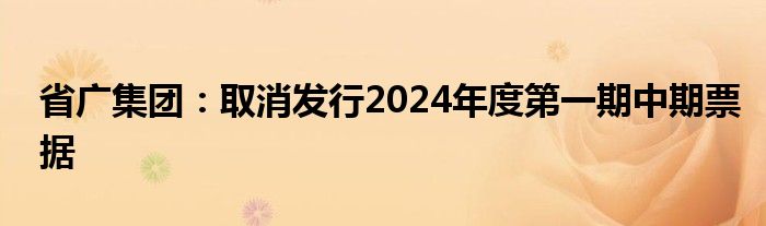 省广集团：取消发行2024年度第一期中期票据