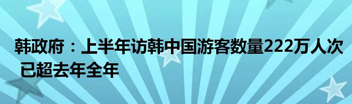 韩政府：上半年访韩中国游客数量222万人次 已超去年全年