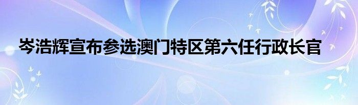 岑浩辉宣布参选澳门特区第六任行政长官