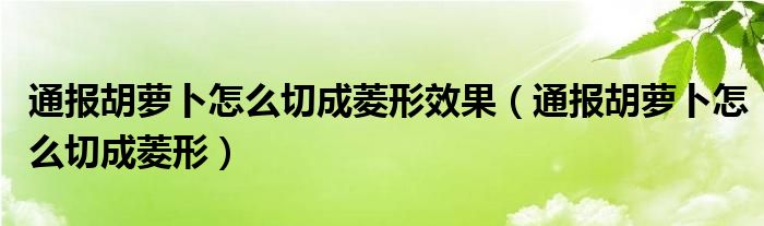 通报胡萝卜怎么切成菱形效果（通报胡萝卜怎么切成菱形）