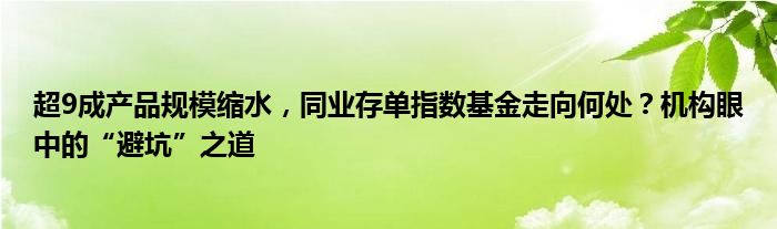 超9成产品规模缩水，同业存单指数基金走向何处？机构眼中的“避坑”之道