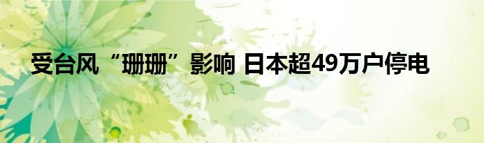 受台风“珊珊”影响 日本超49万户停电