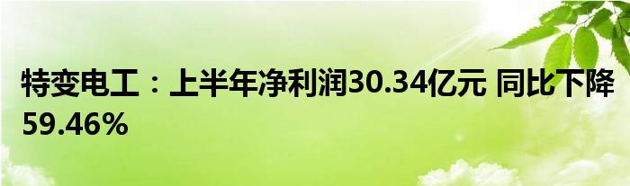 特变电工：上半年净利润30.34亿元 同比下降59.46%