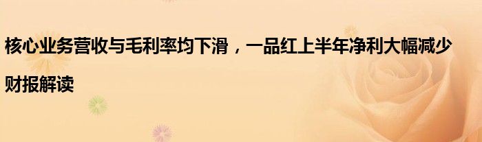 核心业务营收与毛利率均下滑，一品红上半年净利大幅减少|财报解读