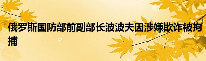 俄罗斯国防部前副部长波波夫因涉嫌欺诈被拘捕