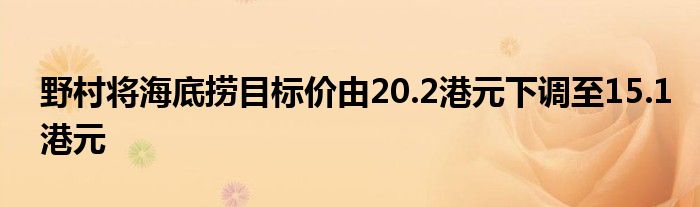 野村将海底捞目标价由20.2港元下调至15.1港元