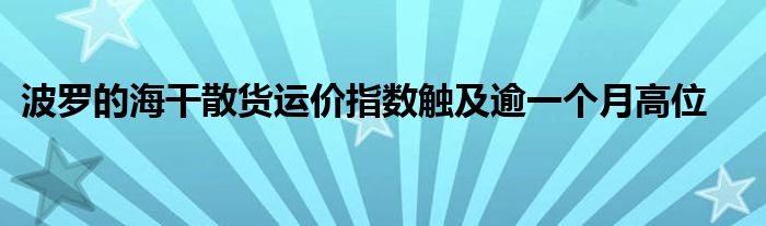 波罗的海干散货运价指数触及逾一个月高位