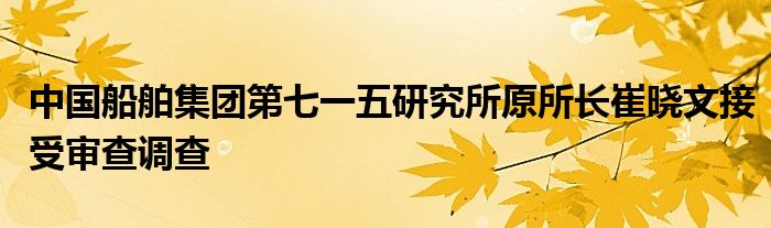 中国船舶集团第七一五研究所原所长崔晓文接受审查调查