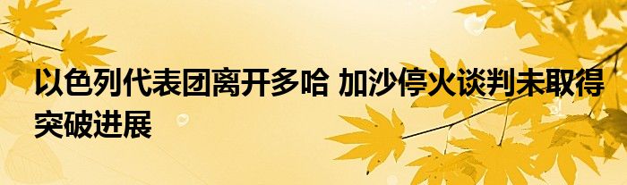 以色列代表团离开多哈 加沙停火谈判未取得突破进展