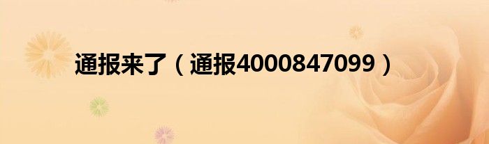 通报来了（通报4000847099）