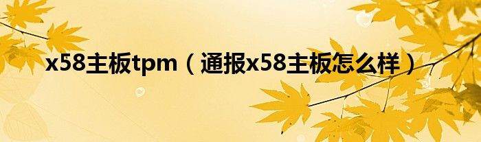 x58主板tpm（通报x58主板怎么样）