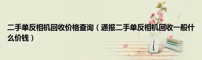 二手单反相机回收价格查询（通报二手单反相机回收一般什么价钱）