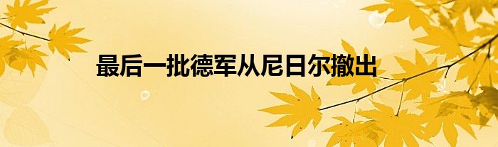 最后一批德军从尼日尔撤出